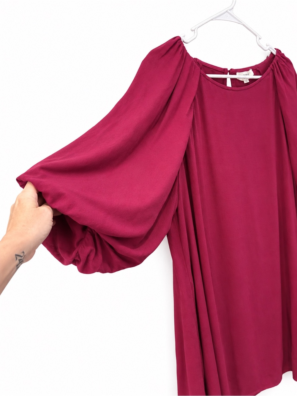 NWT Umgee USA Berry Balloon Sleeve Shift Dress Pockets Size L - Picture 4 of 7